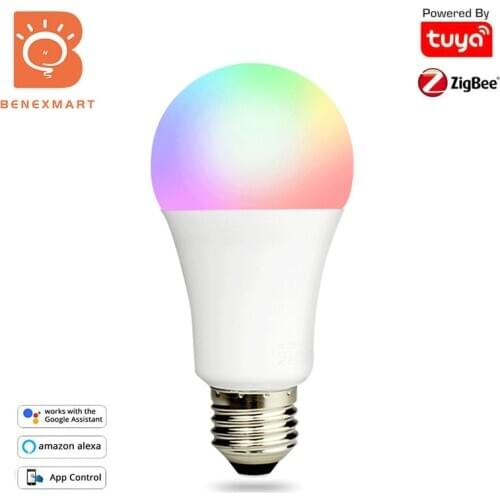 Benexmart Zigbee 3.0 Smart Led Bulb E27 RGBCW Dimmable Lamp 10W Light Bulb Control via Tuya Smartthings Alexa Google Home 850lm
