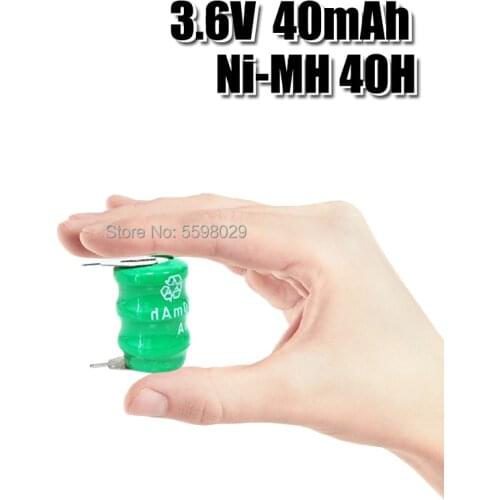 40mAh 3.6V Ni-MH Li-Po Lithium Li-polymer Bateria Batteries Rechargeable Button Coin Cell Battery With Solder Pins