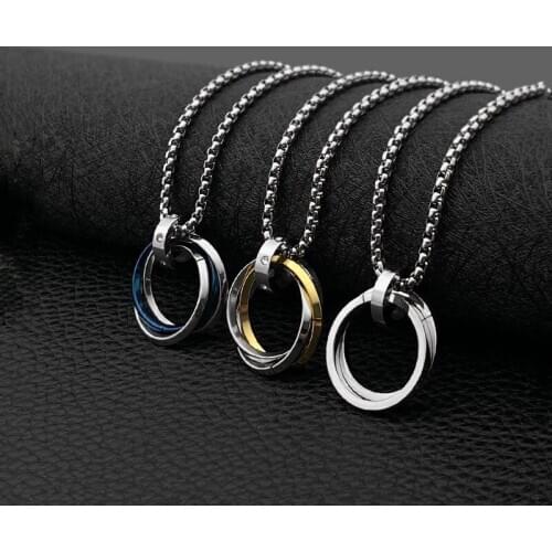 Fashionable hip-hop male titanium steel necklace three circles literary and artistic wild couple pendant hot sale