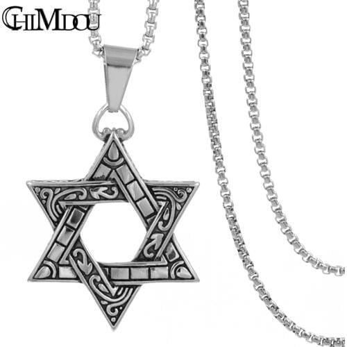CHIMDOU Trendy Men Vintage jewellery,316L Stainless Steel Pentagram pendant necklace jewelry wholesale AP939