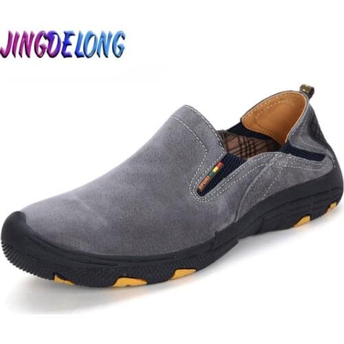 Men Casual Shoes Moccasins Men Loafers Slip On Flats Genuine Leather Suede Comfty Driving Walking Soft Footwear Spring Boat