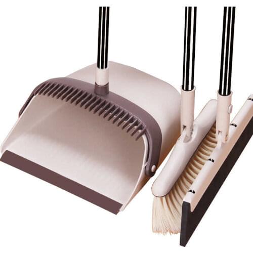 Broom And Dustpan Set 180 Degree Rotary Broom And Foldable Upright Standing Dustpan Household Floor Cleaning Set