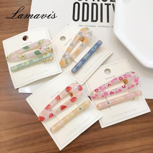 2020 New Hairpin Korean Version Of The Fashion Simple And Straight Shape Duckbill Hairpin Acrylic Side Clip Bangs Clip Simple He