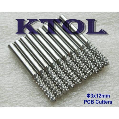 Durable 10pc 3x12 mm PCB CNC Cutting Bits,Tungsten Milling Tools,Solid Carbide Cutter Corn for End Cutting Machine
