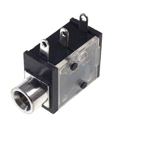 100pcs Phone Jack Diameter 3.5 mm 3 contact 2 Conductor mono channel 1 Switch Through Hole Angled Transparent Socket 2 Poles