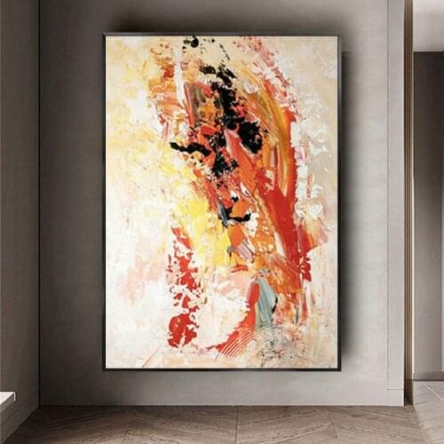 Hand Painted Orange Abstract Oil Paintings on Canvas Body Art Pictures For home Living Room Bedroom Wall Decor Hanging pictures