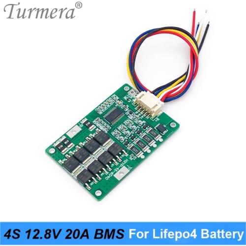 Turmera 4S 20A 12.8V 14.4V 32650 32700 Lifepo4 Battery Balanced BMS for Electric Boat Uninterrupted Power Supply 12V Car Battery