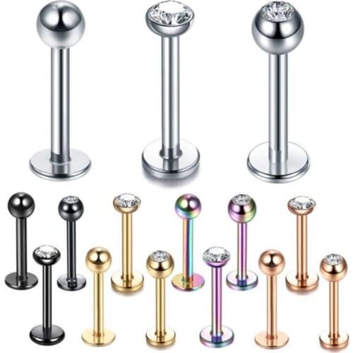 1PC 316L Stainless Steel Labret Piercings 16G Lip Ring Internal & External Cartilage Earrings Tragus Helix Ear Studs Jewelry