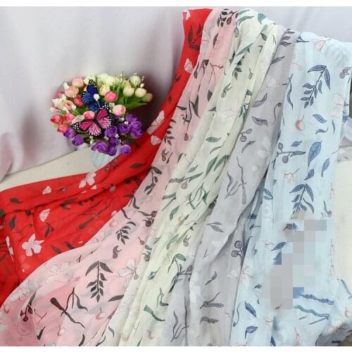 50D printed chiffon fabric Chinese style cloth Artificial Silk scarf ancient costume Hanfu skirt skirt clothing fabric