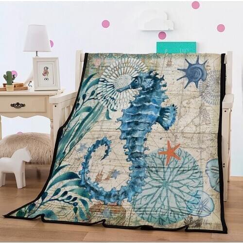 Super soft thick flannel blanket 3D Beauty Fashionable 150x200cm Fleece Throw Blanket gift Dropshipping Seahorse