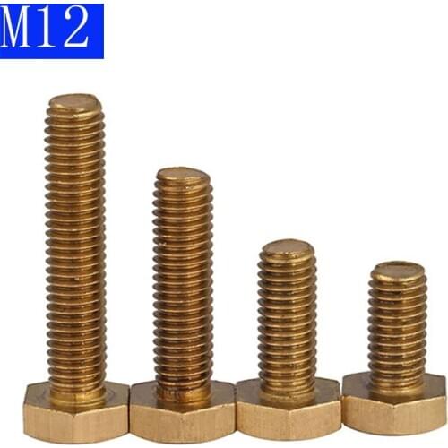 M12 - 1.75 12mm Solid Brass Hex Head Cap Screws Bolt Hex Tap Bolts Full Thread DIN933