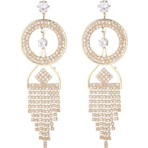 Unique Crystal Dangle Earrings For Women Bright Transparent Tassel Statement Earrings Bridal Ear pendientes Wedding Jewelry
