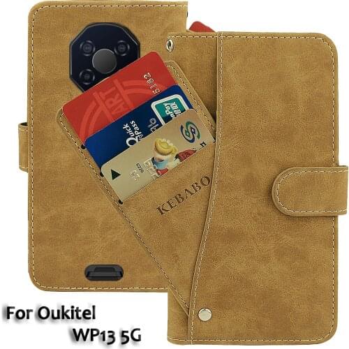 Vintage Leather Wallet Oukitel WP13 5G Case 6.52" Flip Luxury Card Slots Cover Magnet Phone Protective Cases Bags