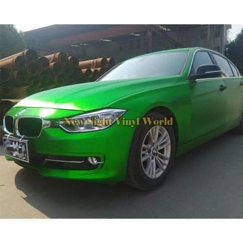 High Quality Matte Brushed Chrome Green Vinyl Wrap Bubble Free For Car Graphic Size:1.52*20M/Roll