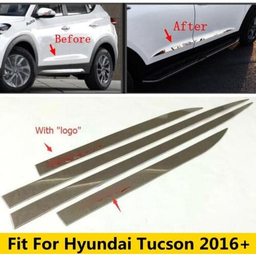 Yimaautotrims Side Door Molding Body Strip Streamer Lid Molding Cover Trim 4 Pcs Fit For Hyundai Tucson 2016 - 2020 Exterior Kit