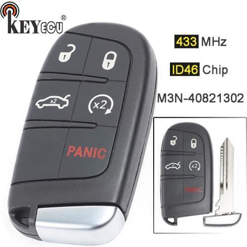 KEYECU 433MHz ID46 Chip M3N-40821302 Replacement 4+1 5 Button Smart Remote Key Fob for Chrysler Dodge Charger Journey Challenge