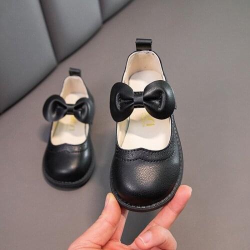 1 3 5 7 9 10 Years Fashion Bow Baby Shoes For Spring Dress Girls Beautiful Shoes Kids Sneakers ChildrenS Bead Leather Shoe Flat