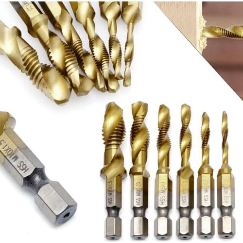 1 PC HSS Hex Shank Titanium Plated Hand Screw Thread Metric Tap Drill Bits M3-M10 Hot