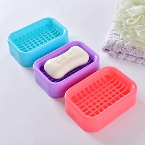 10-Colors Non-Slip Soap Box Rack Dish Home Travel Shower Case Hollow Grid Draining Holder Container Bathroom Clean Supplies