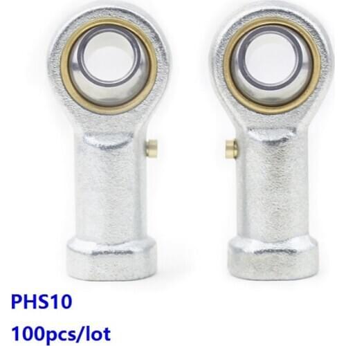100pcs/lot PHS10 Fish Eye Rod End Joint Bearing Rod Ends Bearings hole 10mm female thread ball joint bearing right/left hand