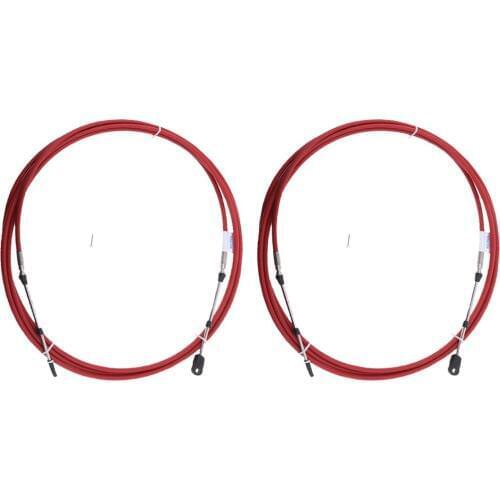 2Pcs Universal Shift Throttle Cable for Yamaha Outboard Boat Control Lever - 15Ft