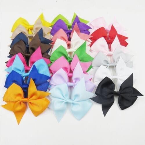 20PCS/LOT Lovely Swallowtail Solid Color Ties Only Bows Elastic Bands For Baby Girl Hairpin Clip Goth Pins Kids Hair Accessories