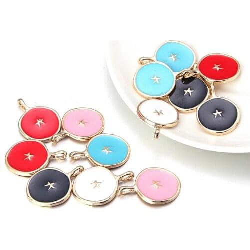 2021 Fashion Drop Oil Colored Enamel Star Wing Pendant Diy Charms for Jewelry Making Charms for Necklace Bracelet wholesale