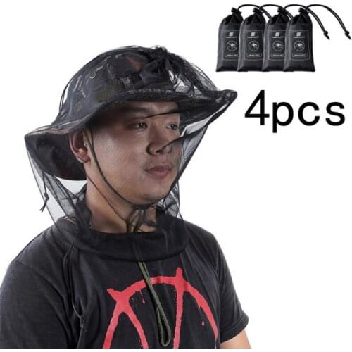 4pcs Hiking Camping Fishing Anti-mosquito Head Cover Insect-resistant Mesh Mask Camping Equipment Foldable For Easy Storage
