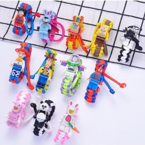 Anime Disney Toy Story 4 Marvel Buzz Lightyear Bracelet Building Blocks Action Figure Toy Woody Spiderman Bracelet Kid Gift Toys