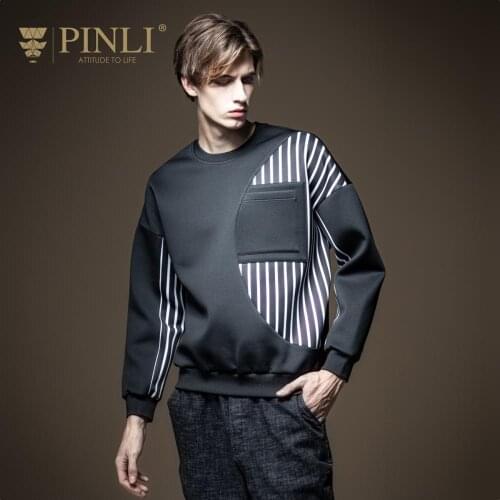 Free shipping New mens male unique fashion casual 2020 autumn round neck striped print pullover sweatershirt top B203509192