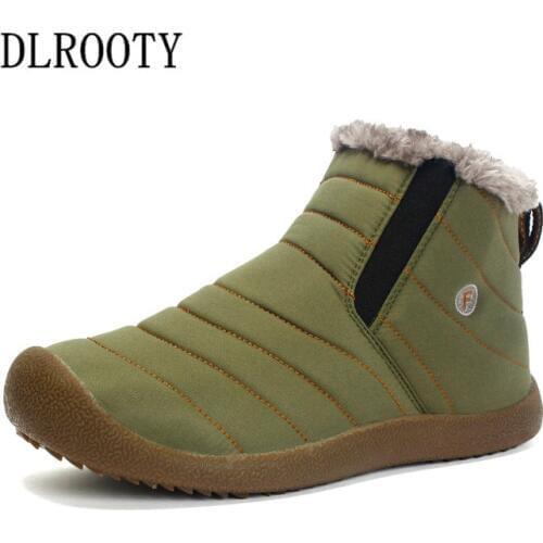 Men Snow Boots Ankle 2018 Winter Warm Plush Male Casual Shoes Man Flat Fashion Platform Round Toe Waterproof Plus Size 37-48