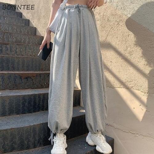 Casual Pants Women Joggers Pantalones Mujer Spring Daily Teenagers Large Size 4XL Solid Trendy BF High Waist Baggy Chic Trousers