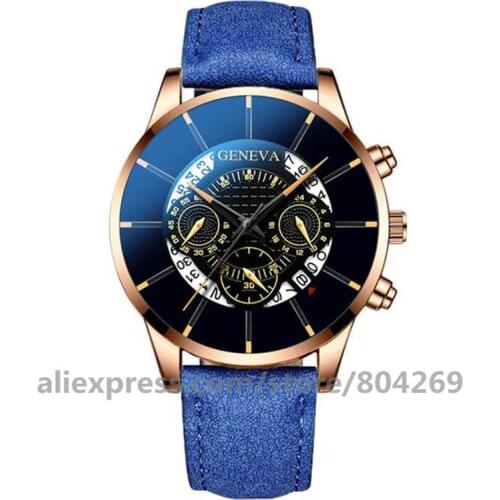 Fashion Geneva Men Date Alloy Case Leather Analog Quartz Sport Watch Male Clock Top Brand Luxury Relogio Masculino