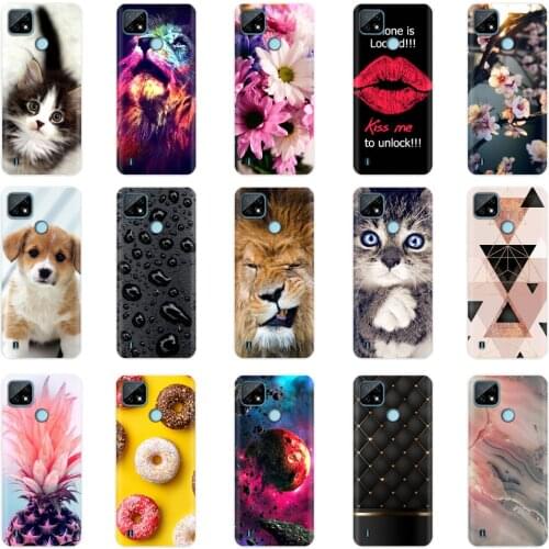 Phone Case For Realme C21 Case Print Flower Soft Silicone Cover for OPPO Realme C21 Case 6.5'' TPU Bumper RealmeC21 C 21 2021
