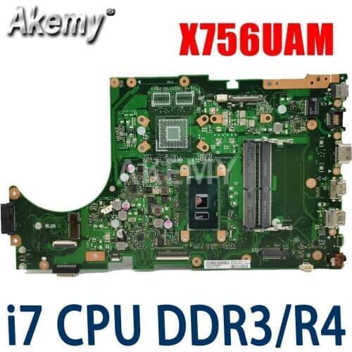 For ASUS X756UAM X756UAK X756UA Mainboard Motherboard i7 CPU GMA GPU DDR3 90NB0A00-R00060