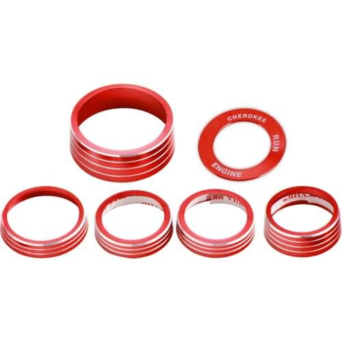 For Jeep Cherokee 2014+ Car Interior Air Conditioner Audio Front Light Ignition Switch Four-wheel Button Decoration Ring Trim