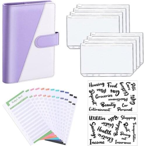 PU Leather Notebook Binder Budget Planning Notepad Transparent Material is Clear,Convenient, Suitable for Daily