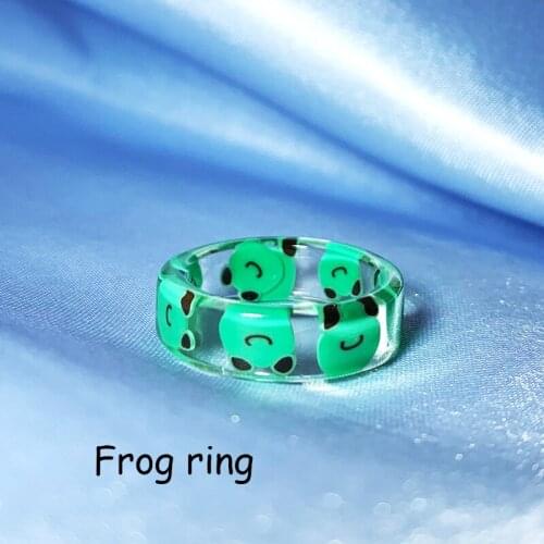 Egirl Style Cartoon Animal Frog Rings for Women Fashion Cute Harajuku Vintage INS Resin Ring Charm 2000s Aesthetic Friends Gifts