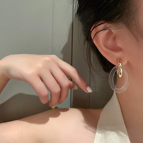 Korean Fashion Transparent Acrylic Oval Geometric Earrings for Women Girls Vintage Simple Elegant Earrings Jewelry 2021 New