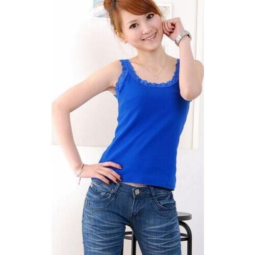 Hot Sale New Summer Vest Ladies Lace Short Bottoming Harness Sexy Solid Slim Small Top New