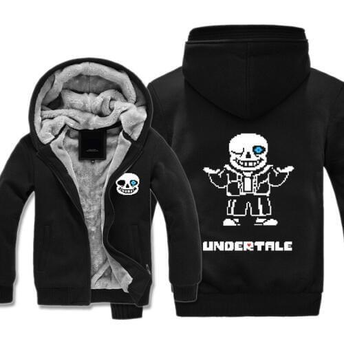 Mens Thicken Hoodie undertale sans man cosplay Printed Zip Up Jacket Winter Sweatshirts Coat Long Sleeve Casual Hooded