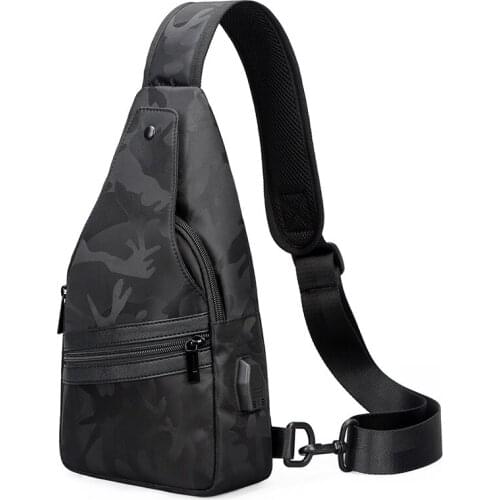 Male Shoulder Bags USB Charging Crossbody Bags Multifunctional Canvas Theft Chest Bags Short Trip Messengers Bag 2020 New
