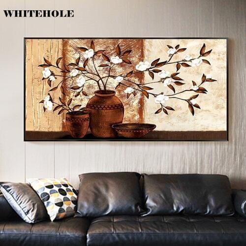 Wall Art Canvas Painting,Wall Pictures For Living Room,Vase Flower Picture Posters And Prints Home Decor