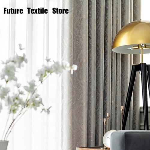 2021 New Simple Curtains for Living Room Luxury Villa Modern Blackout Curtain Striped Pattern Window Drapes door Bedroom