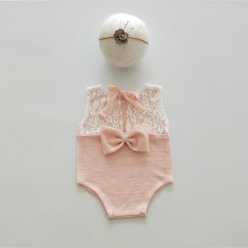 Newborn Photography Props Baby Butterfly Bow Lace Romper Costumes With Headband Photo Shooting Outfits Bebe Girls Clothes