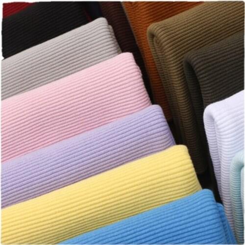 Width 47'' Solid Color Thickened Elastic Rib Pure Cotton Fabric By The Yard For Collar Cuff Accessories Material
