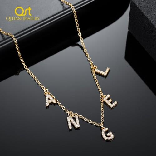 Custom Crystal Name Necklaces 9mm Letters Necklace For Women Personalise Number Name Chain Pendant Jewelry Birthday Best Gift