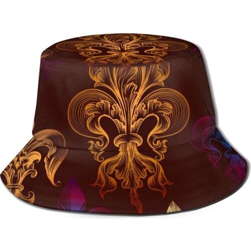 CINESSD Heraldic Fleur De Lis Unisex Casual Sun Hat Bucket Hat for Men Women Bob Hip Hop Caps Summer Fisherman Hat Panama