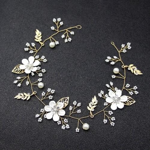 Women Flower Pearl Headband Fashion Jewelry Blue And White Pink Headdress Bridal Wedding Hair Accessories Head Decoration