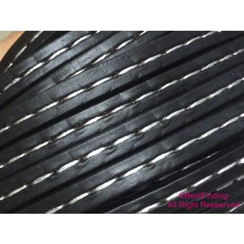 Stitched Licorice leather Black 10x6mm licorice leather cord